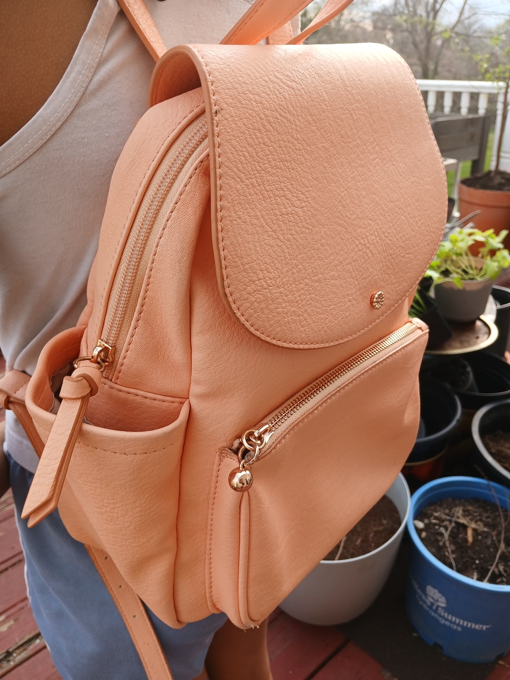 LC Lauren Conrad Peach Faux Leather Mini Backpack - Picture 3 of 16